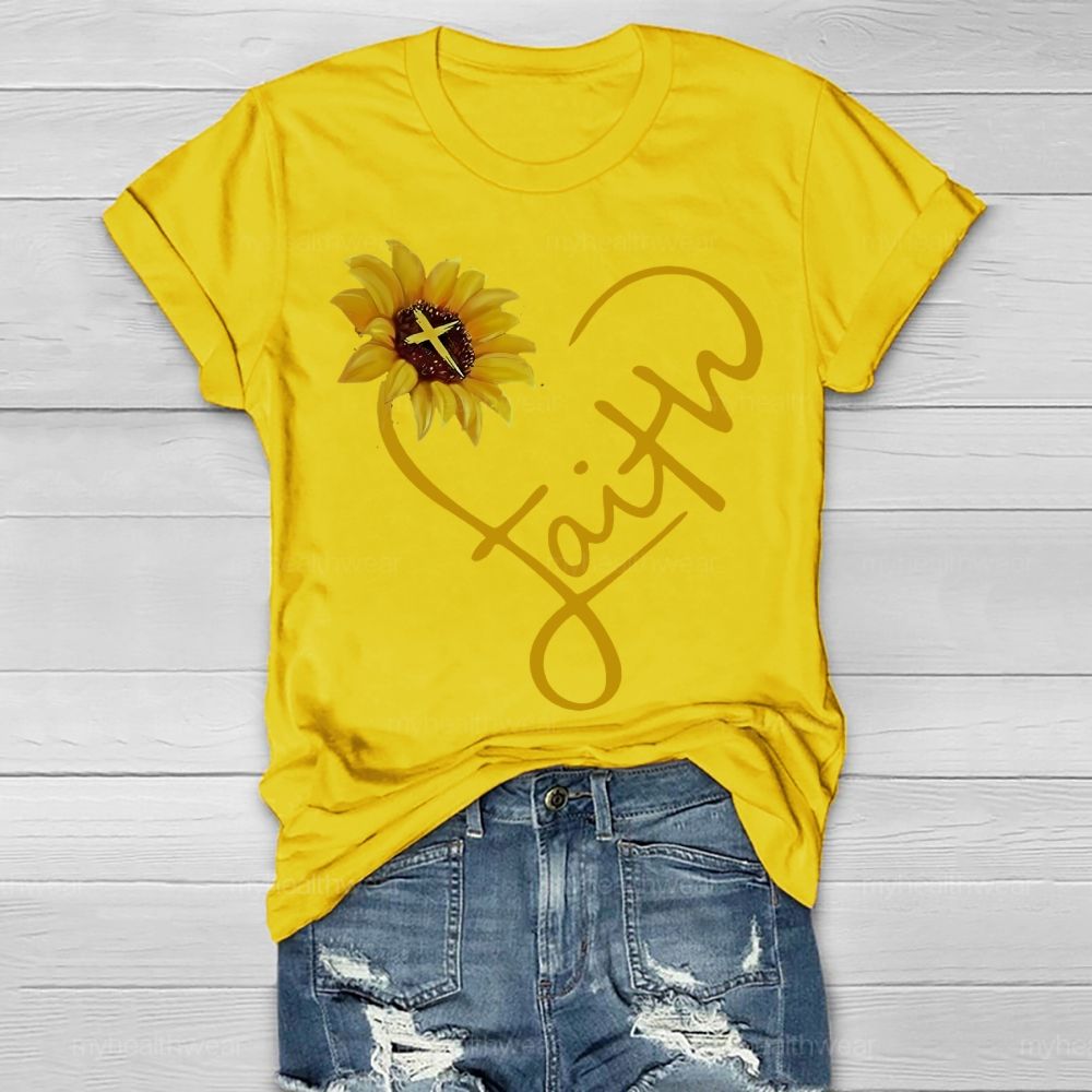 Faith Cross Love Sunflower Healthwear T-shirt