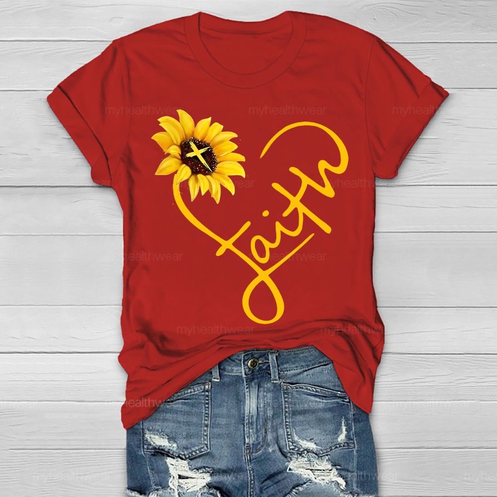 Faith Cross Love Sunflower Healthwear T-shirt