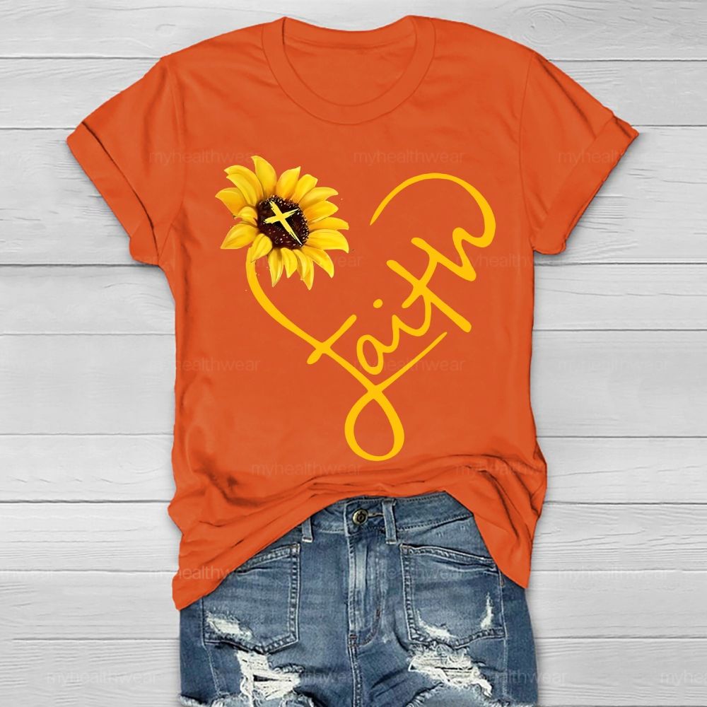 Faith Cross Love Sunflower Healthwear T-shirt