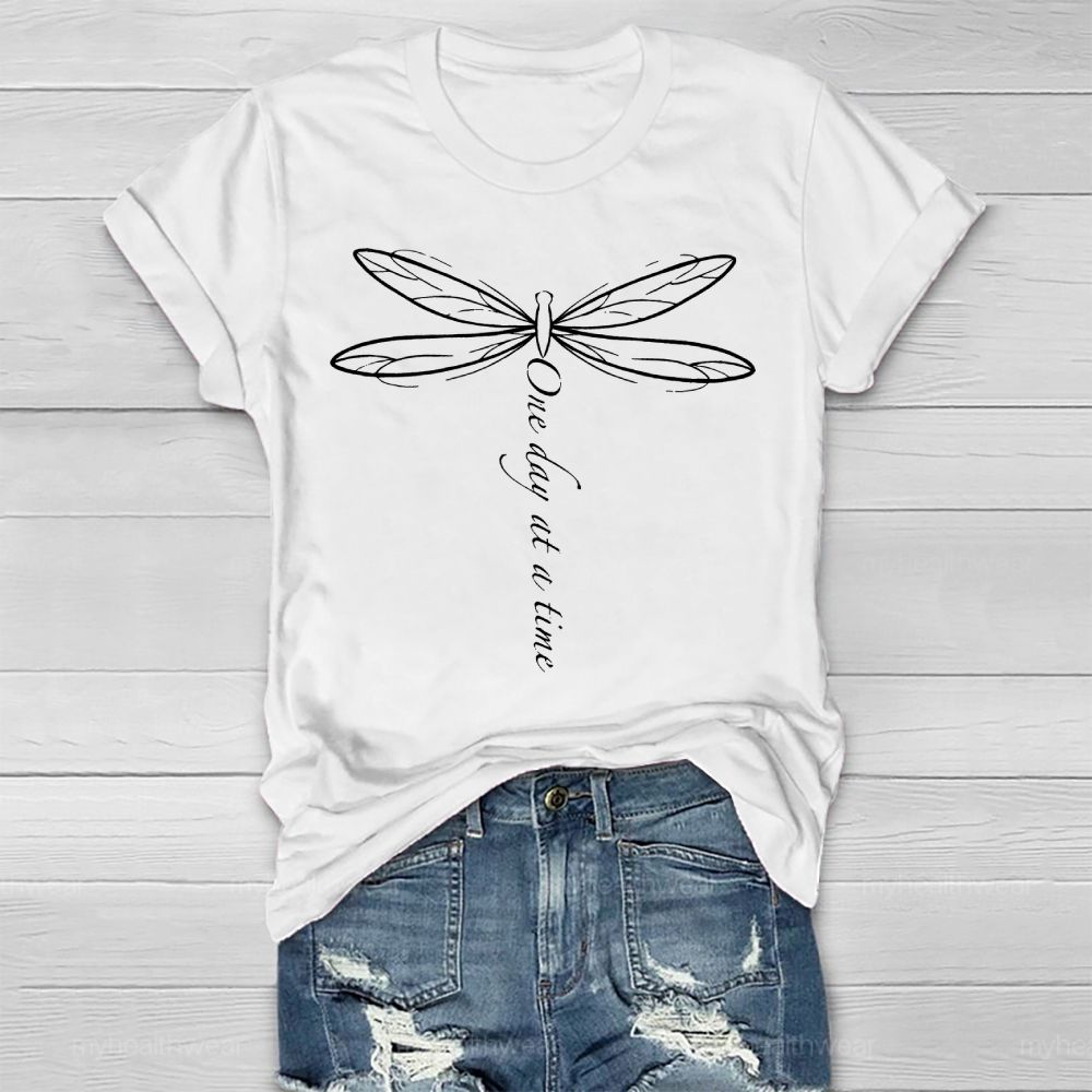 One Day At A Time Dragonfly Healthwear T-shirt