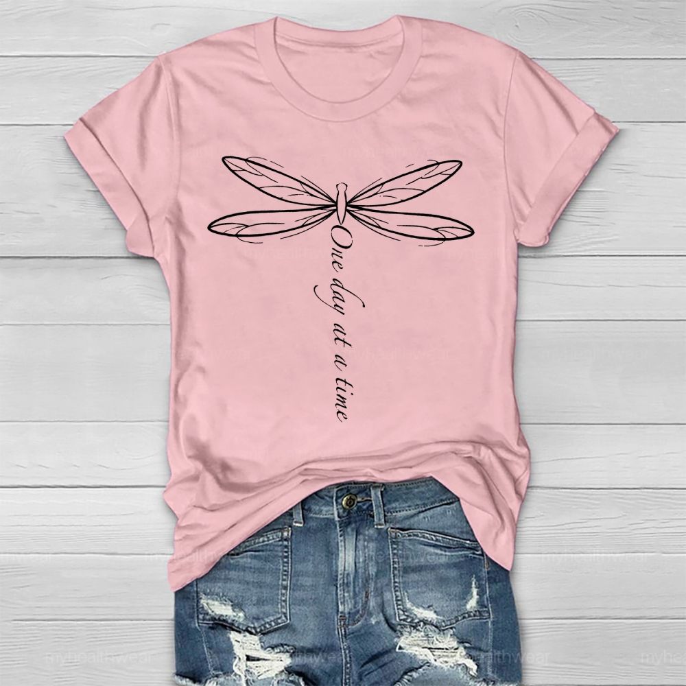 One Day At A Time Dragonfly Healthwear T-shirt