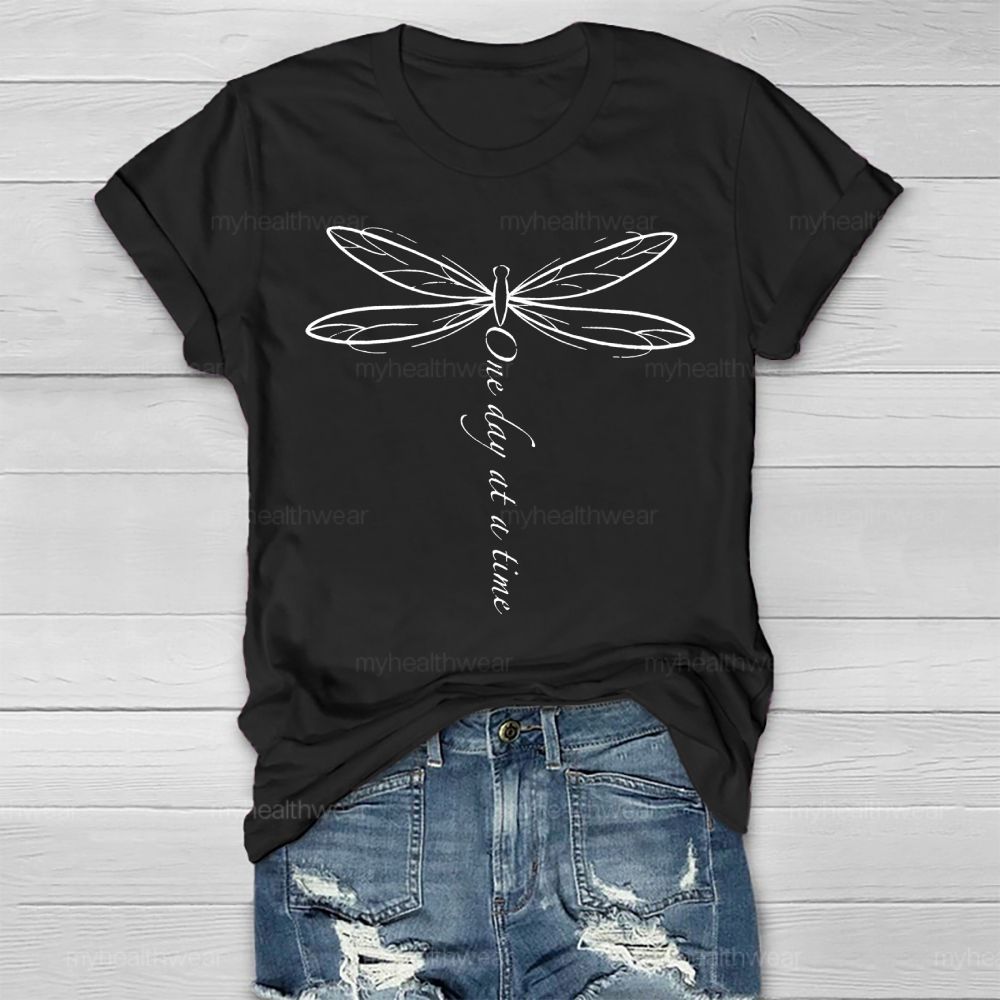One Day At A Time Dragonfly Healthwear T-shirt