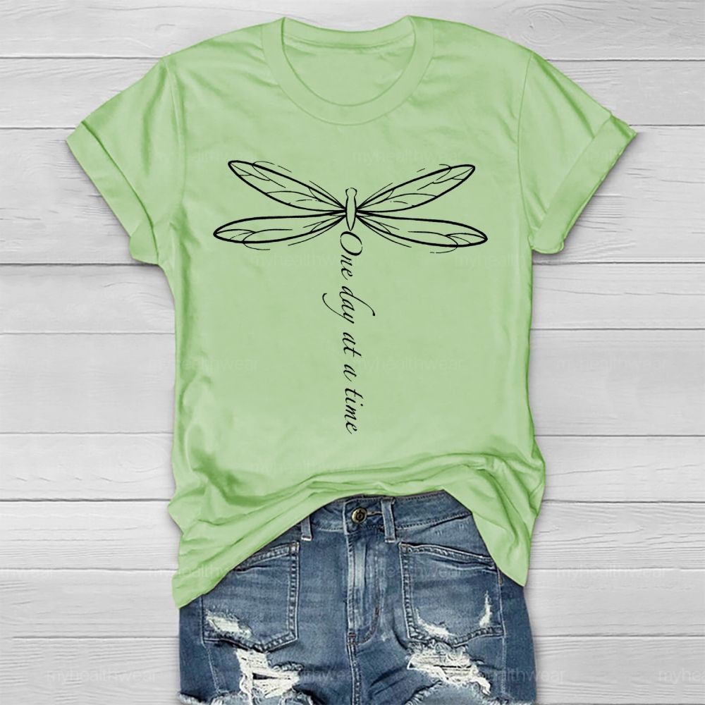 One Day At A Time Dragonfly Healthwear T-shirt