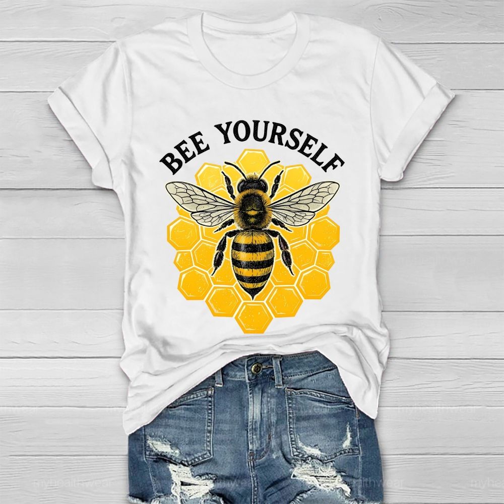 Bee Yourself Bee Plaid Pattern Healthwear T-shirt