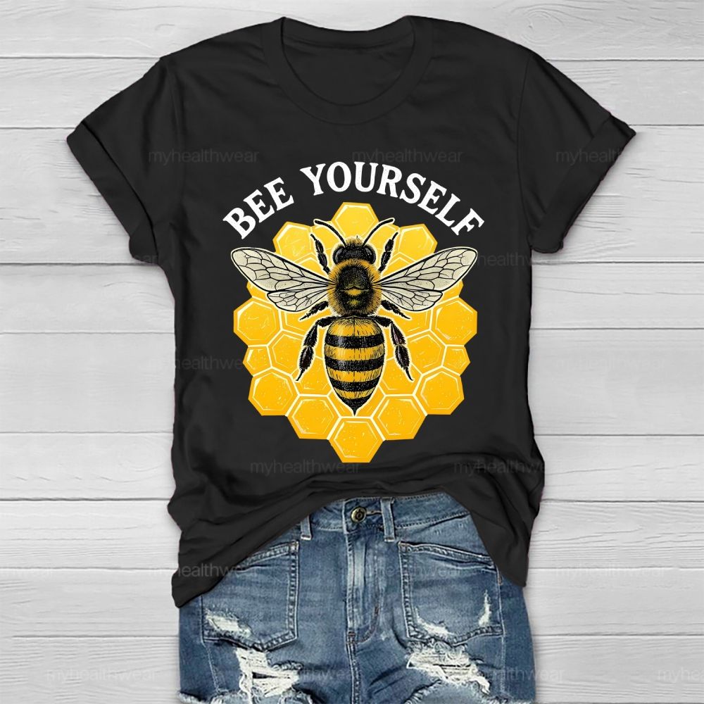 Bee Yourself Bee Plaid Pattern Healthwear T-shirt