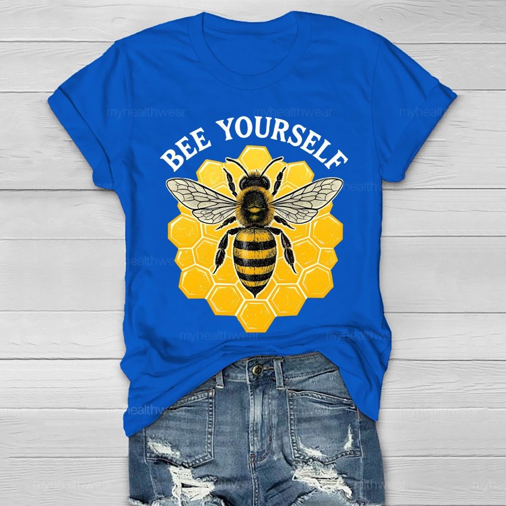 Bee Yourself Bee Plaid Pattern Healthwear T-shirt