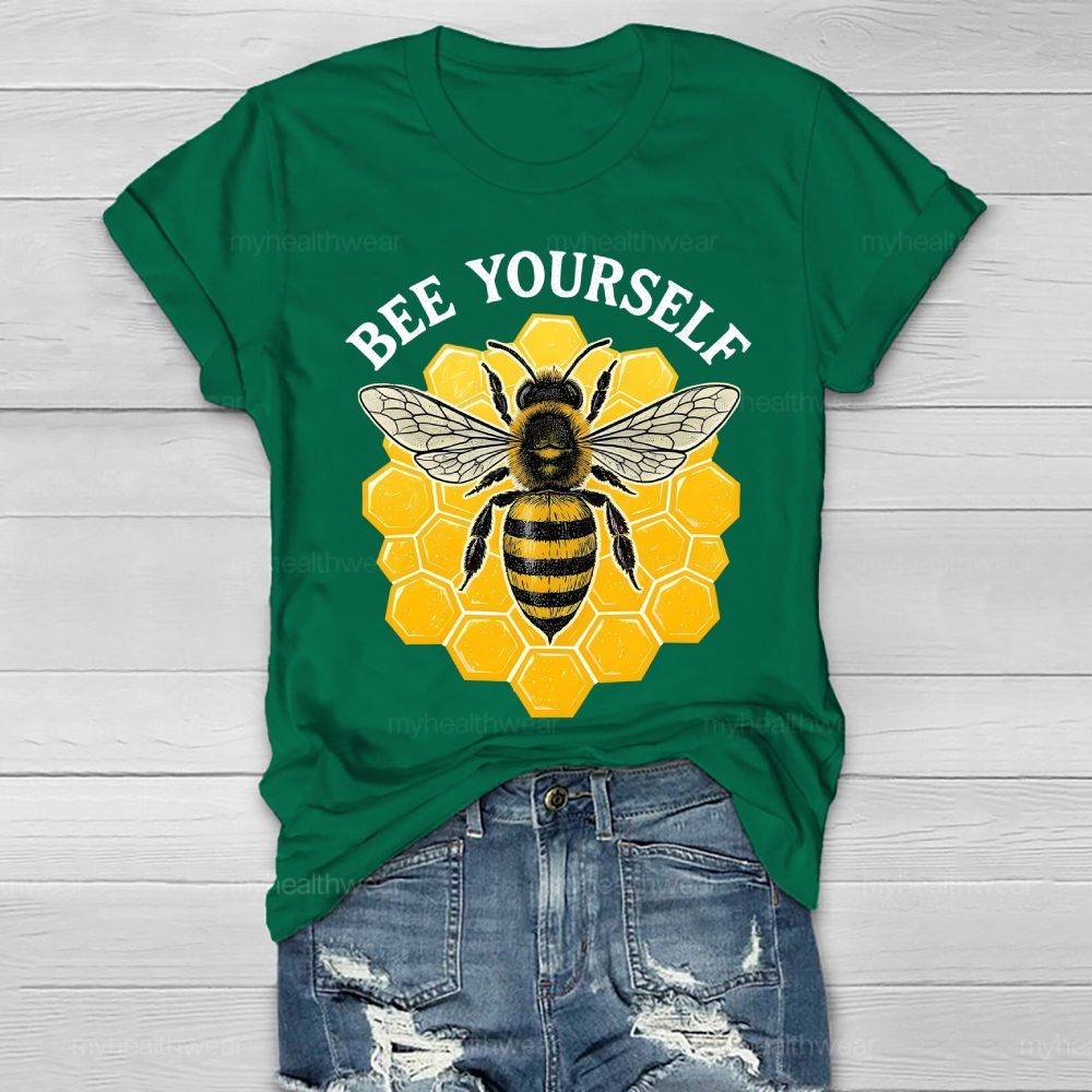 Bee Yourself Bee Plaid Pattern Healthwear T-shirt