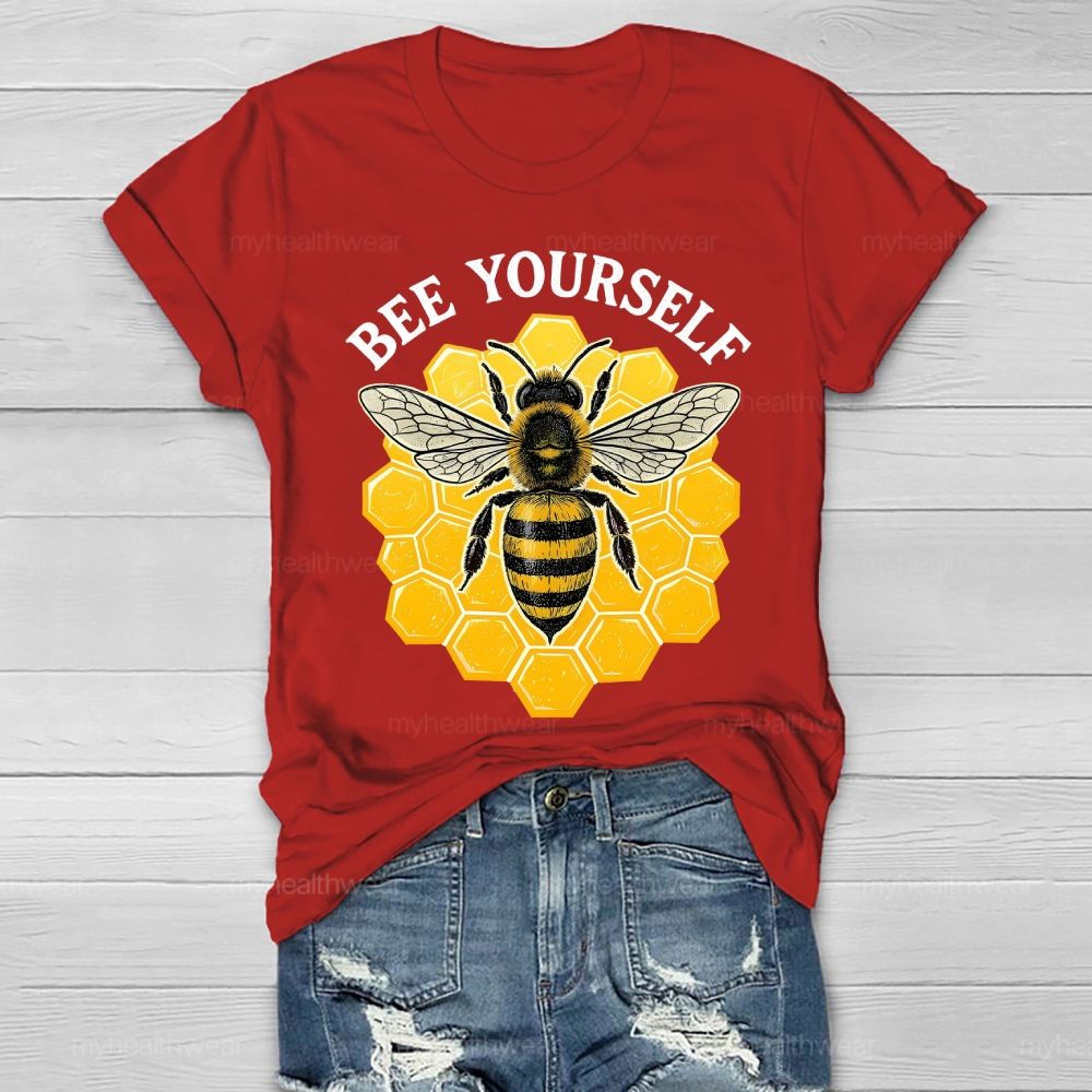 Bee Yourself Bee Plaid Pattern Healthwear T-shirt