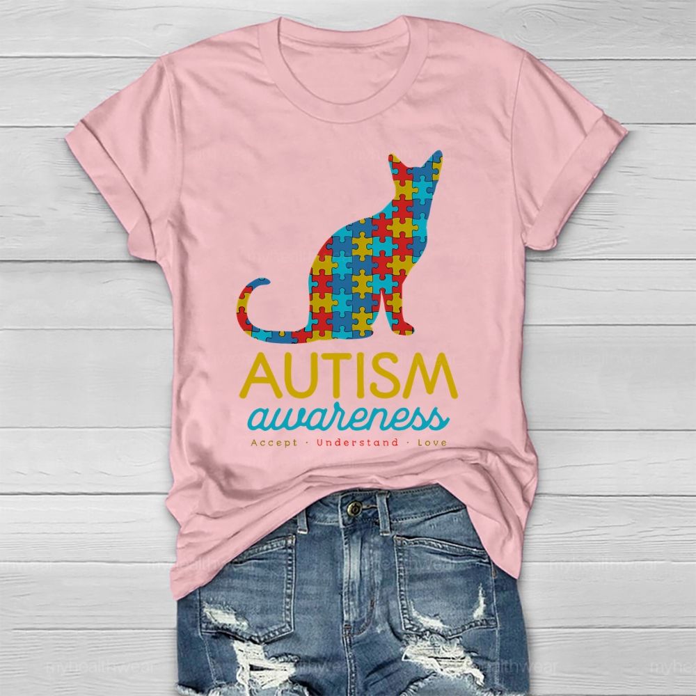 Autism Awareness Puzzle Piece Cat Healthwear T-shirt