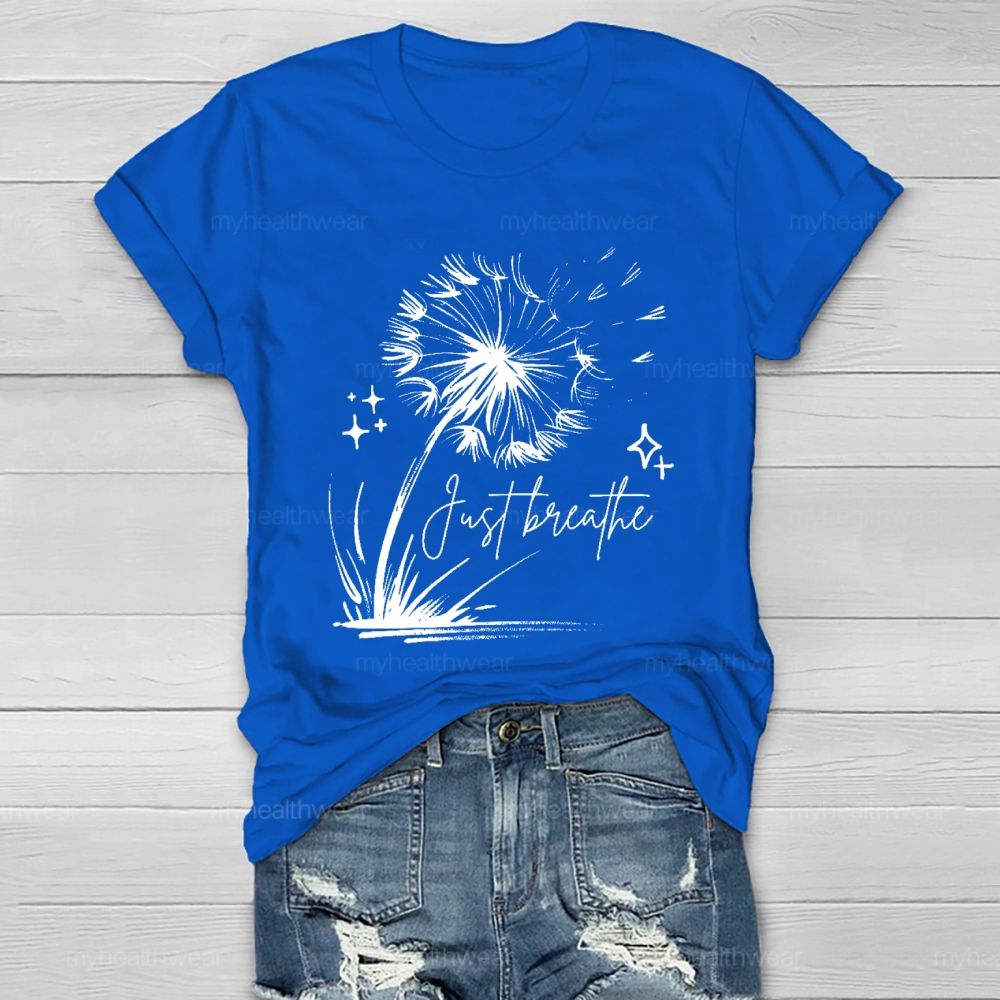 Just Breathe Dandelion Graphic Healthwear T-shirt
