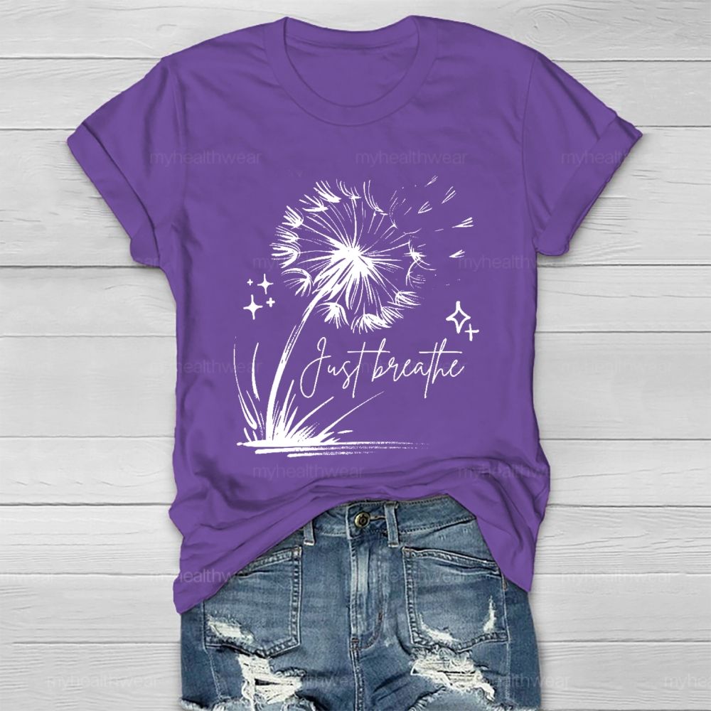 Just Breathe Dandelion Graphic Healthwear T-shirt
