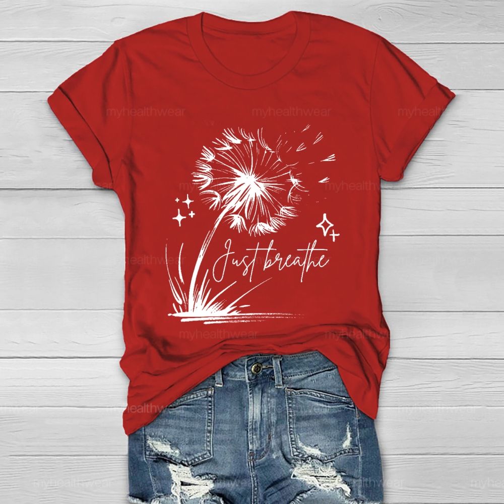 Just Breathe Dandelion Graphic Healthwear T-shirt
