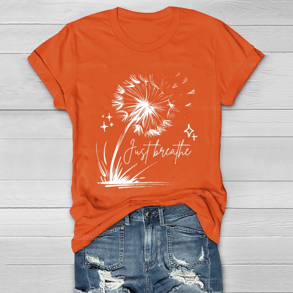 Just Breathe Dandelion Graphic Healthwear T-shirt