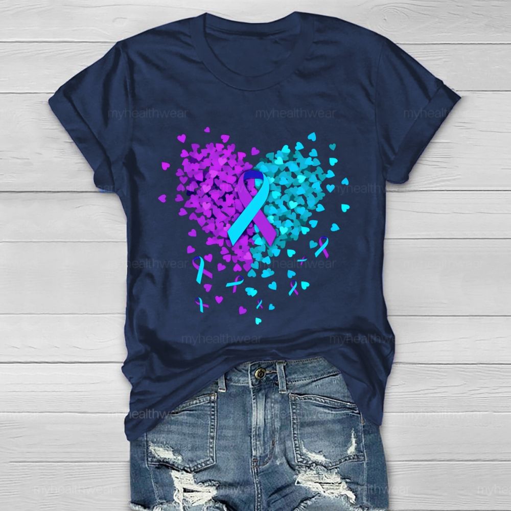 Suicide Prevention Love Ribbon Graphics Healthwear T-shirt