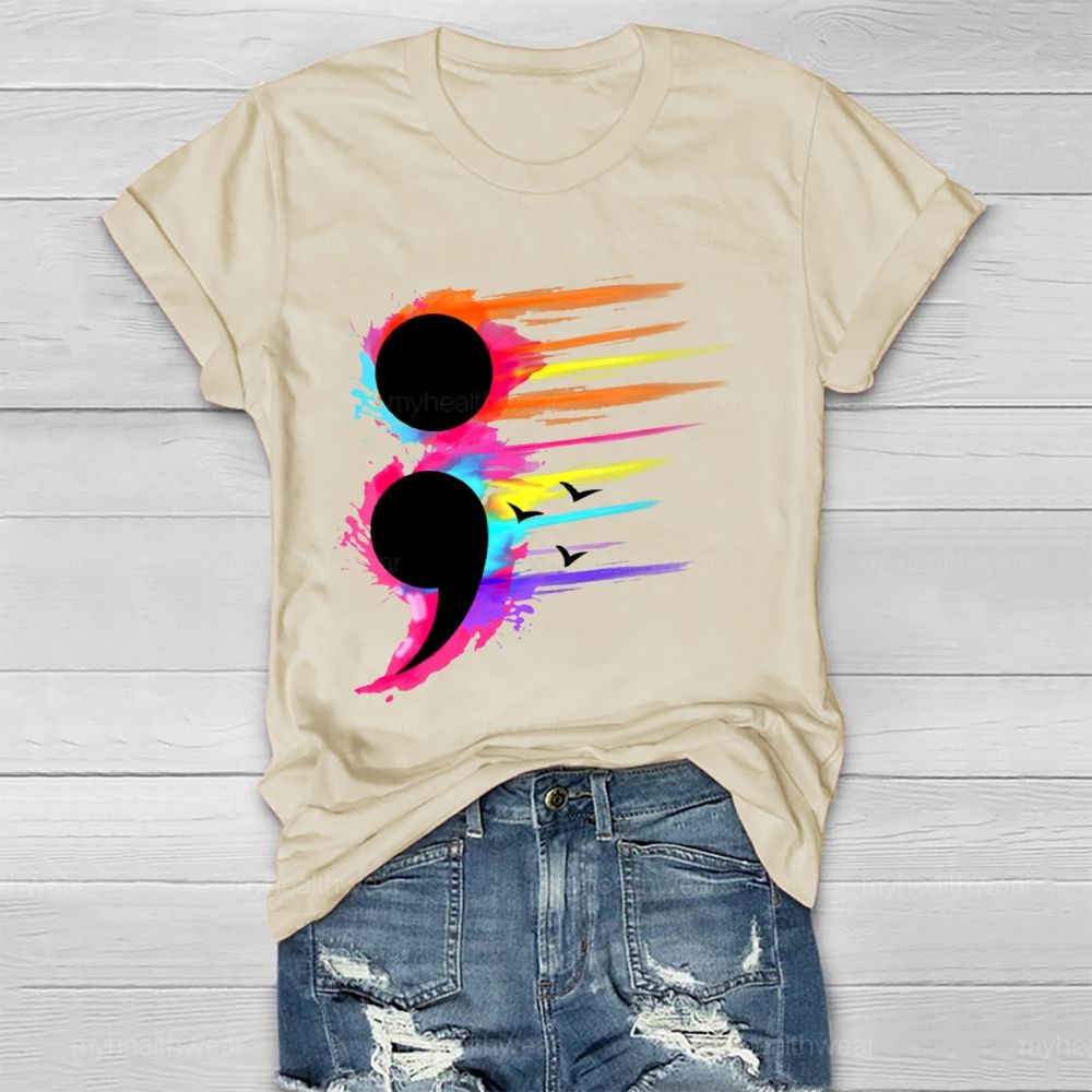 Colorful Semicolon Graphics Healthwear T-shirt