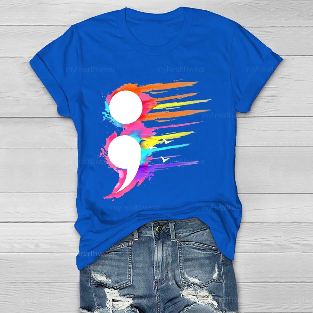 Colorful Semicolon Graphics Healthwear T-shirt