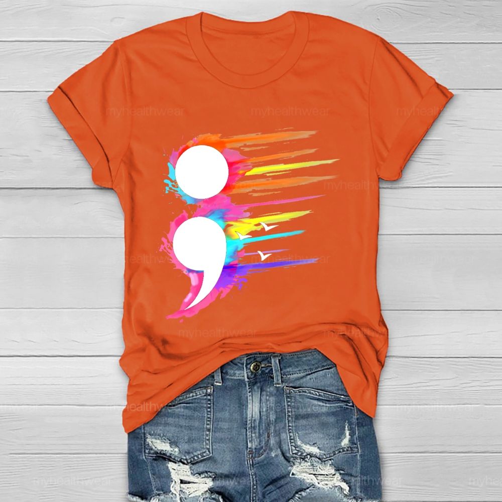 Colorful Semicolon Graphics Healthwear T-shirt