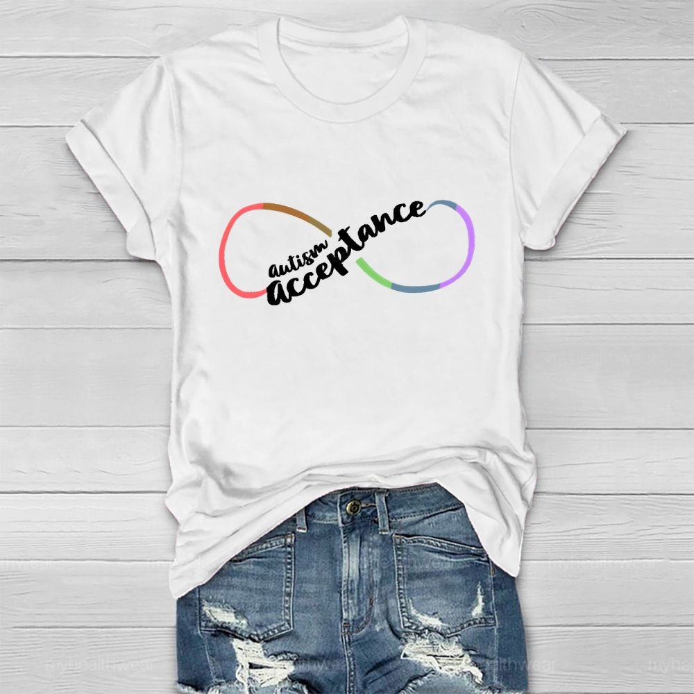 Autism Acceptance Infinity Symbol Graphic Healthwear T-shirt