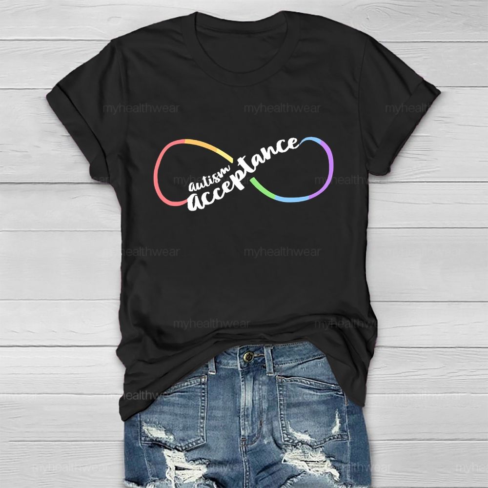 Autism Acceptance Infinity Symbol Graphic Healthwear T-shirt