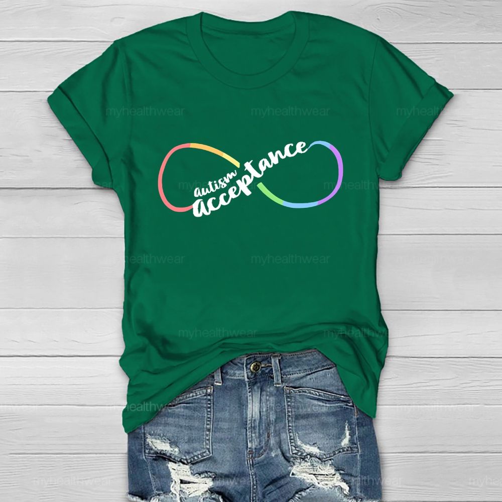 Autism Acceptance Infinity Symbol Graphic Healthwear T-shirt