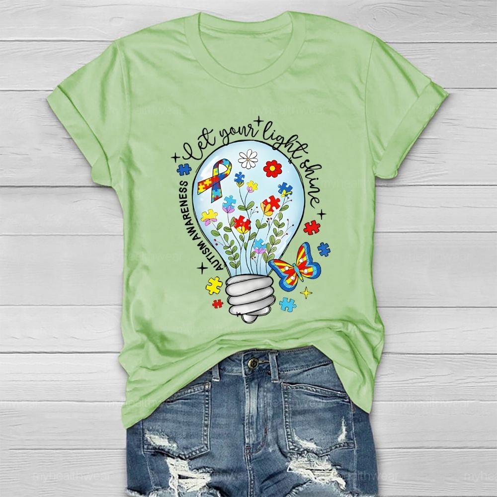 Let Your Light Shine Autism Awareness Healthwear T-shirt