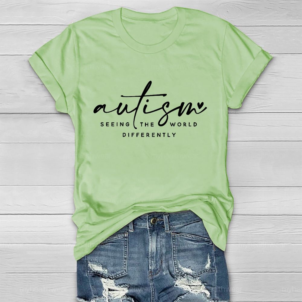 Autism Seeing The World Differently Love Letters Healthwear T-shirt