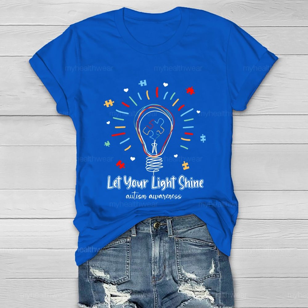 Let Your Light Shine Autism Awareness Shape Healthwear T-shirt