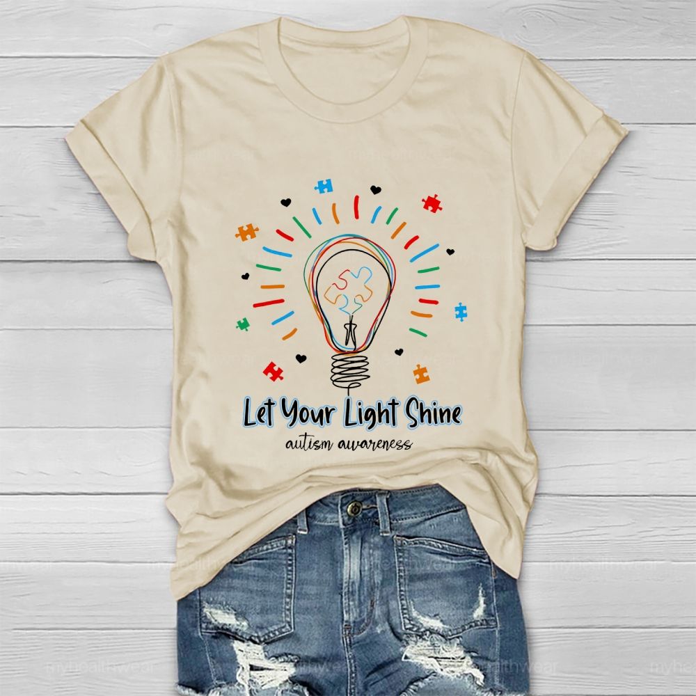 Let Your Light Shine Autism Awareness Shape Healthwear T-shirt