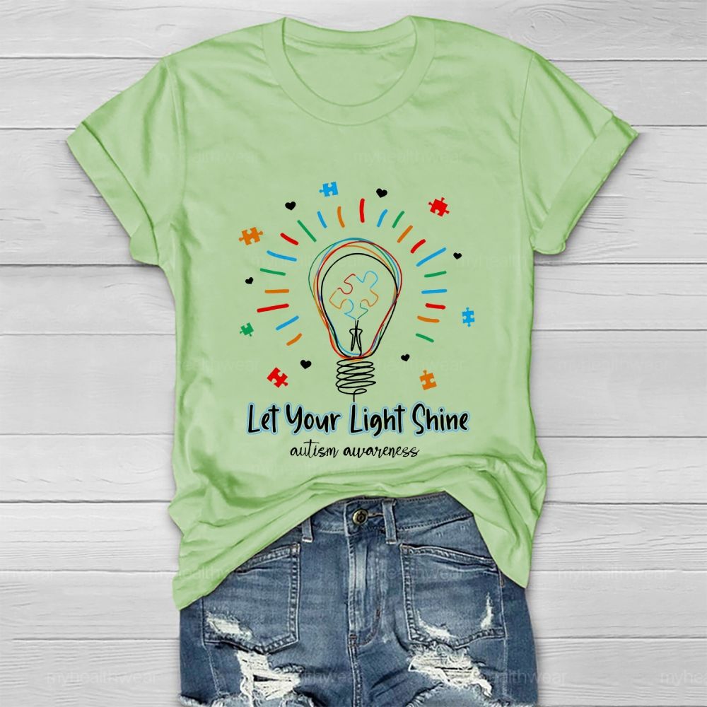 Let Your Light Shine Autism Awareness Shape Healthwear T-shirt