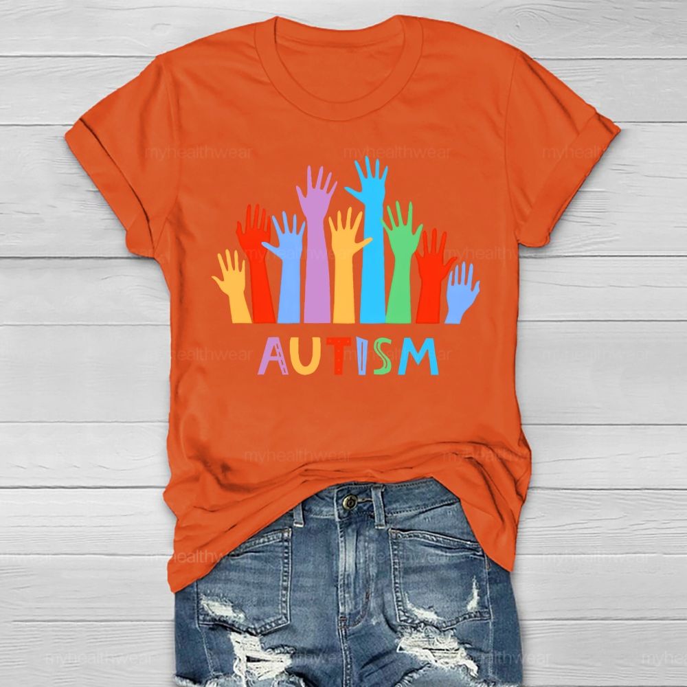 Autism Colorful Handprint Graphic Healthwear T-shirt