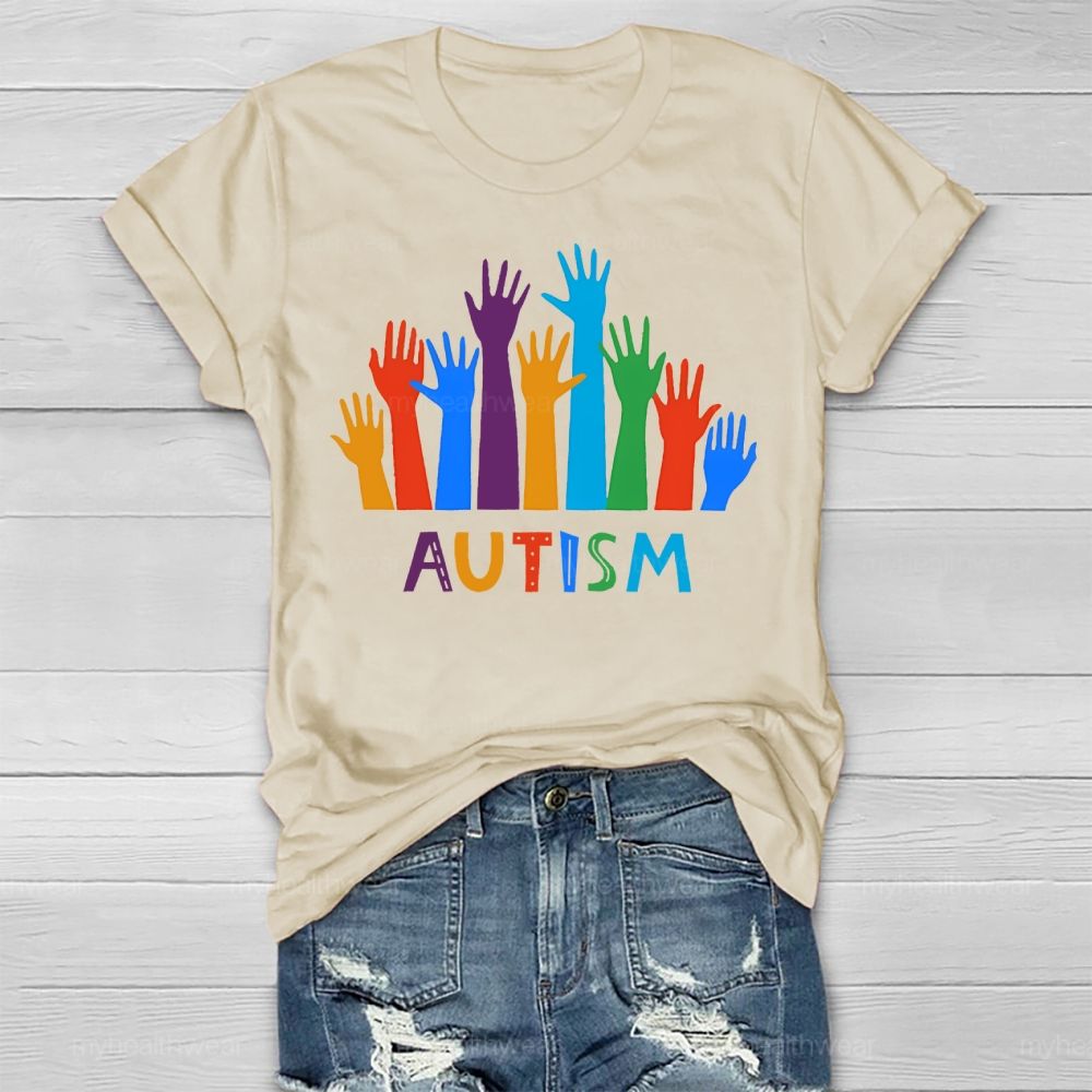 Autism Colorful Handprint Graphic Healthwear T-shirt