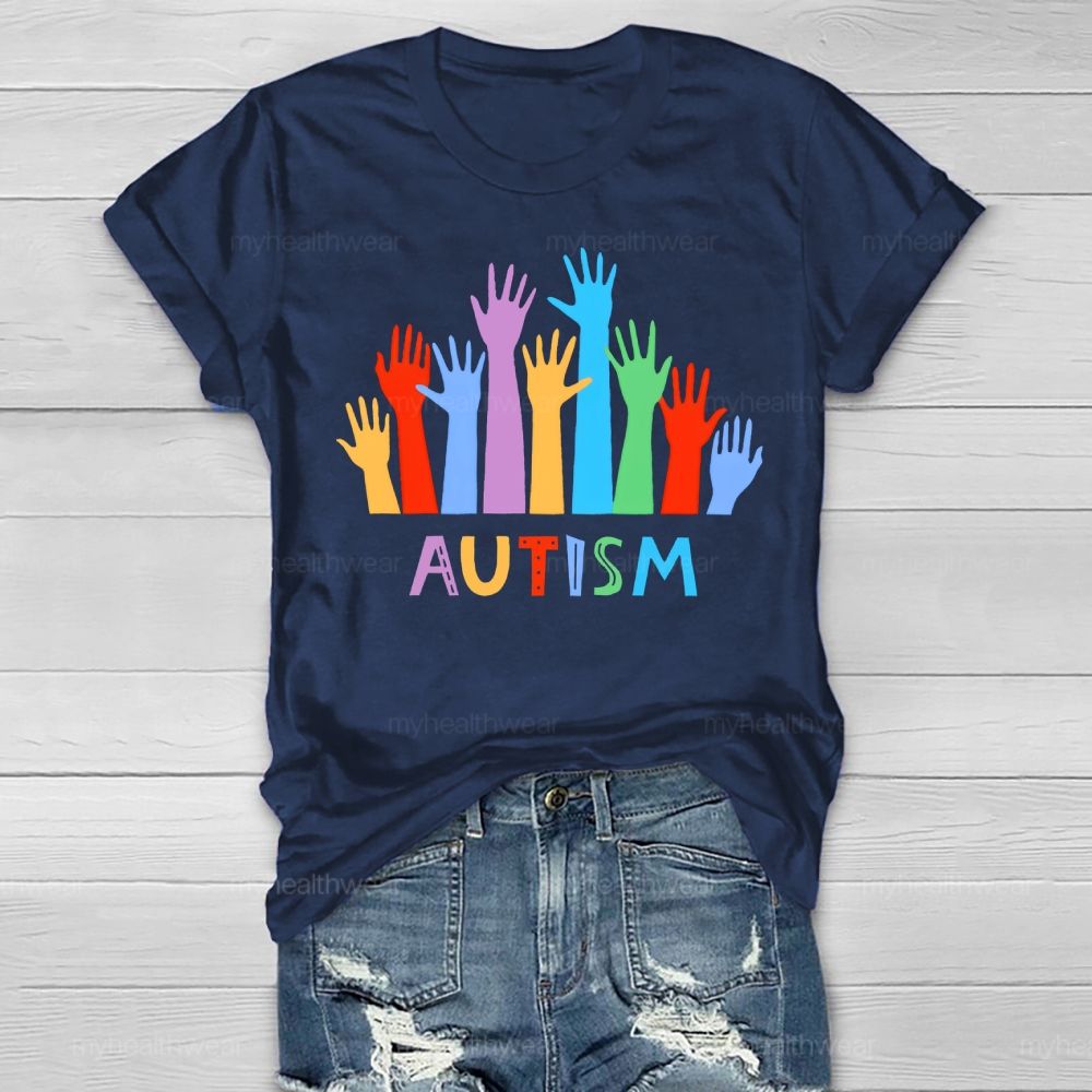 Autism Colorful Handprint Graphic Healthwear T-shirt