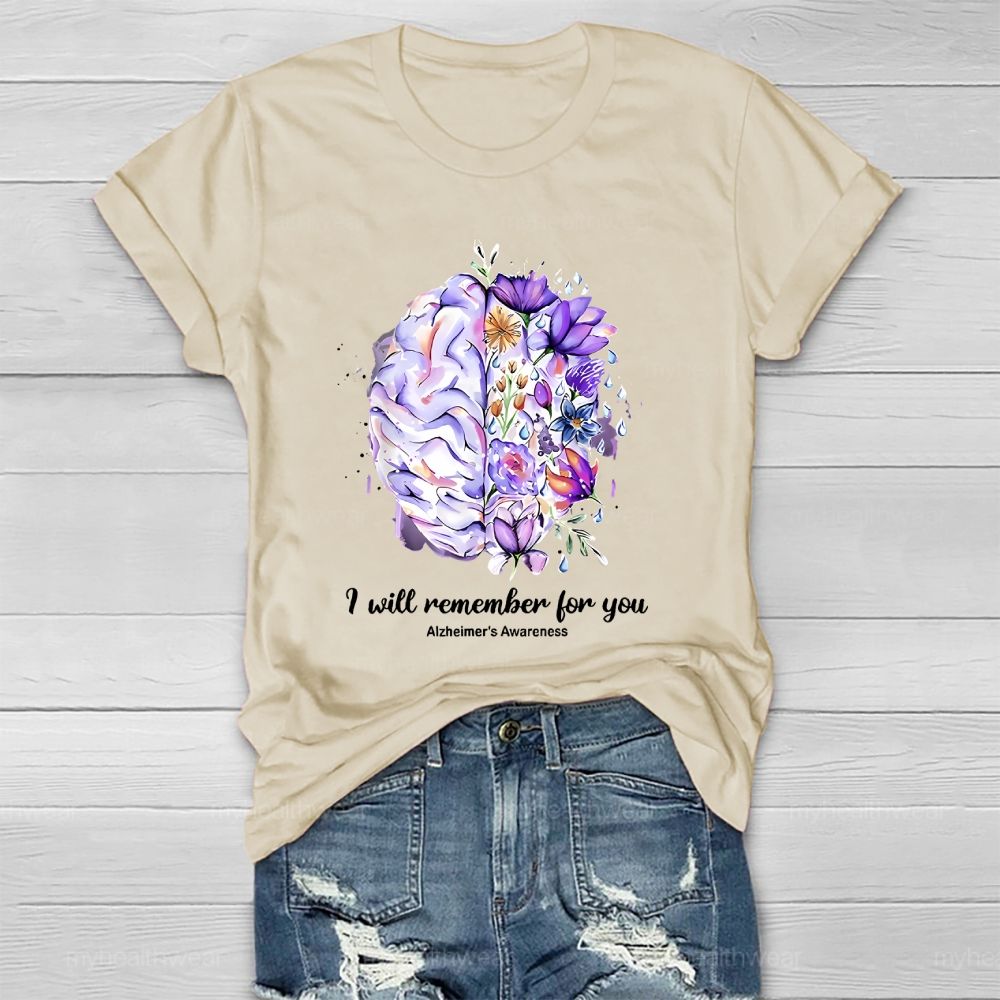 I Will Remember For You Alzheimer's Awareness Graphic Healthwear T-shirt