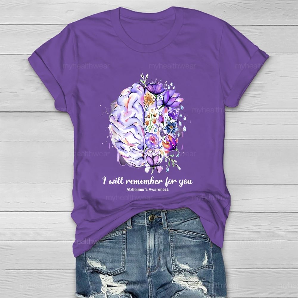 I Will Remember For You Alzheimer's Awareness Graphic Healthwear T-shirt