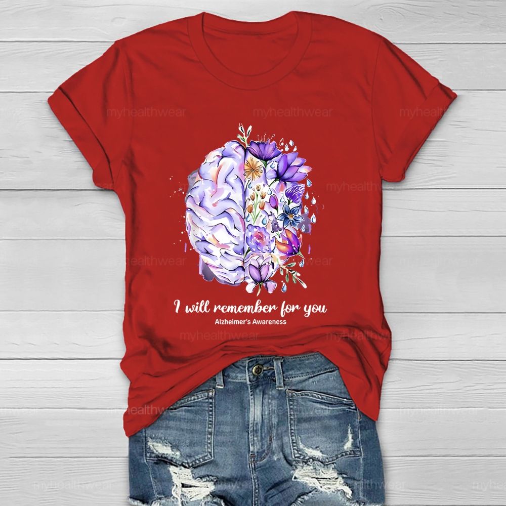 I Will Remember For You Alzheimer's Awareness Graphic Healthwear T-shirt