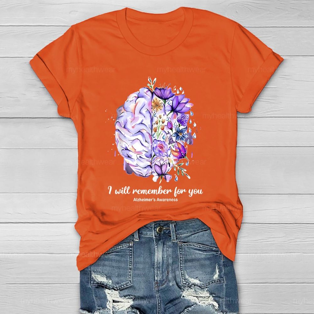 I Will Remember For You Alzheimer's Awareness Graphic Healthwear T-shirt
