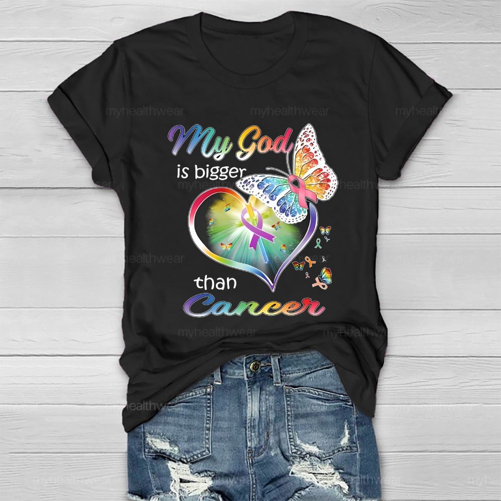 My God Is Bigger Than Cancer Graphic Healthwear T-shirt