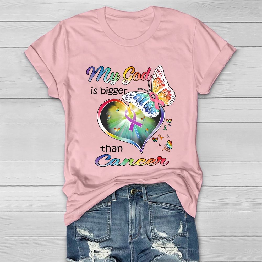 My God Is Bigger Than Cancer Graphic Healthwear T-shirt