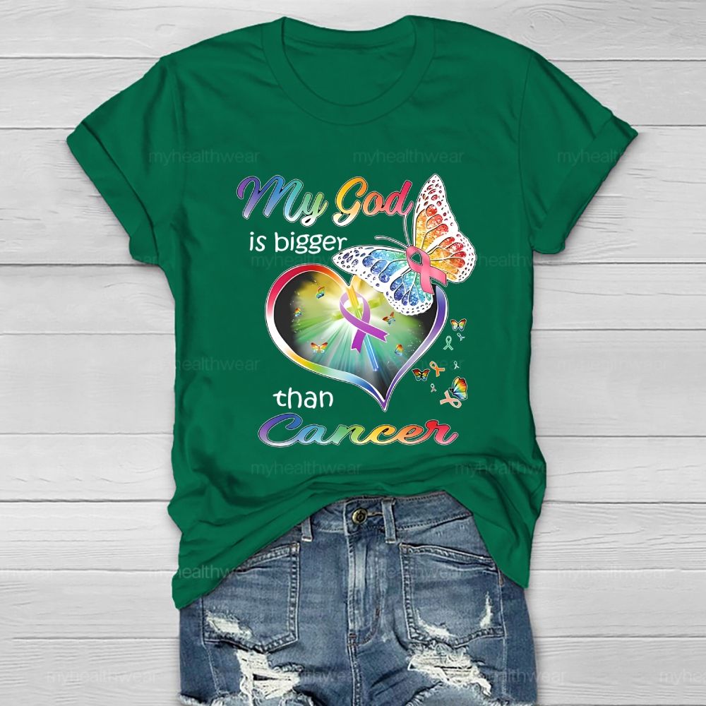 My God Is Bigger Than Cancer Graphic Healthwear T-shirt
