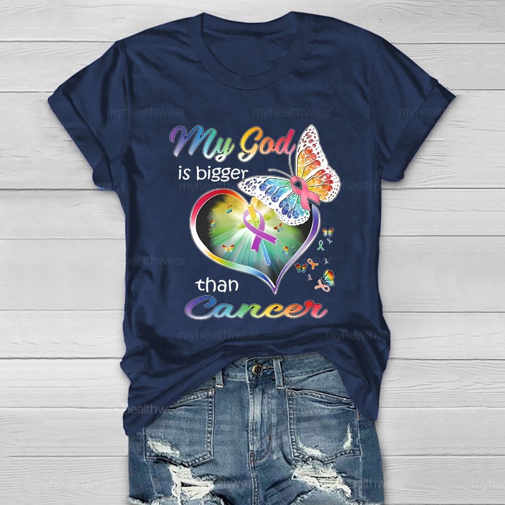 My God Is Bigger Than Cancer Graphic Healthwear T-shirt