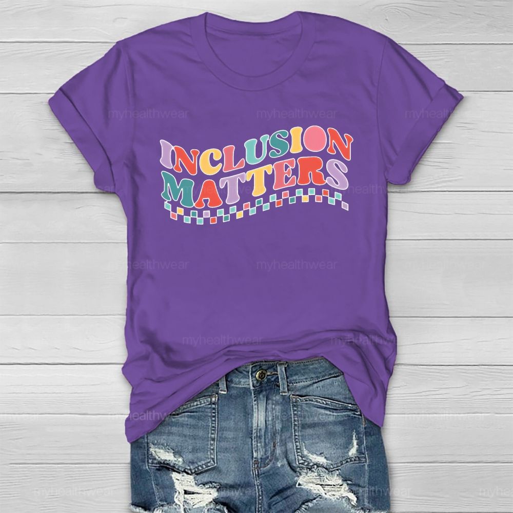 Inclusion Matters Colorful Checkered Letters Healthwear T-shirt