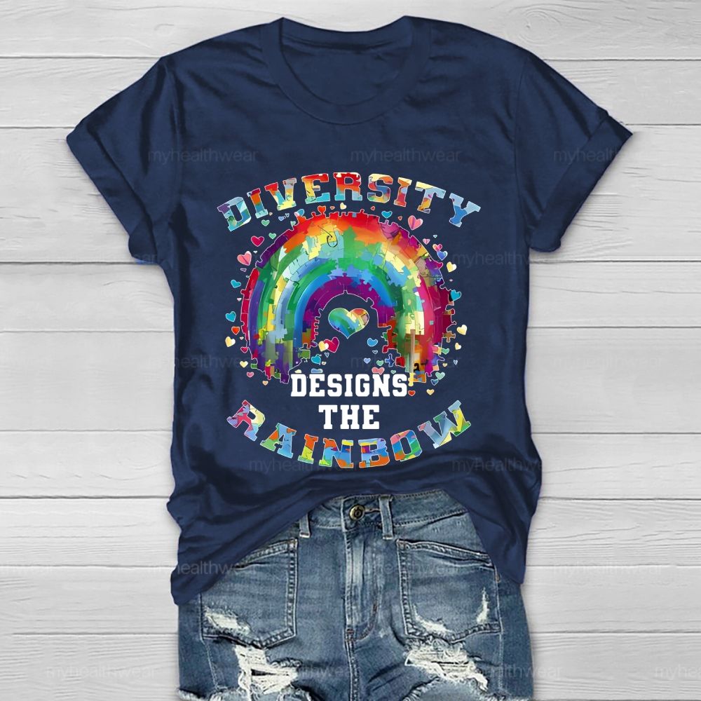 Diversity Designs The Rainbow Autism Awareness Healthwear T-shirt