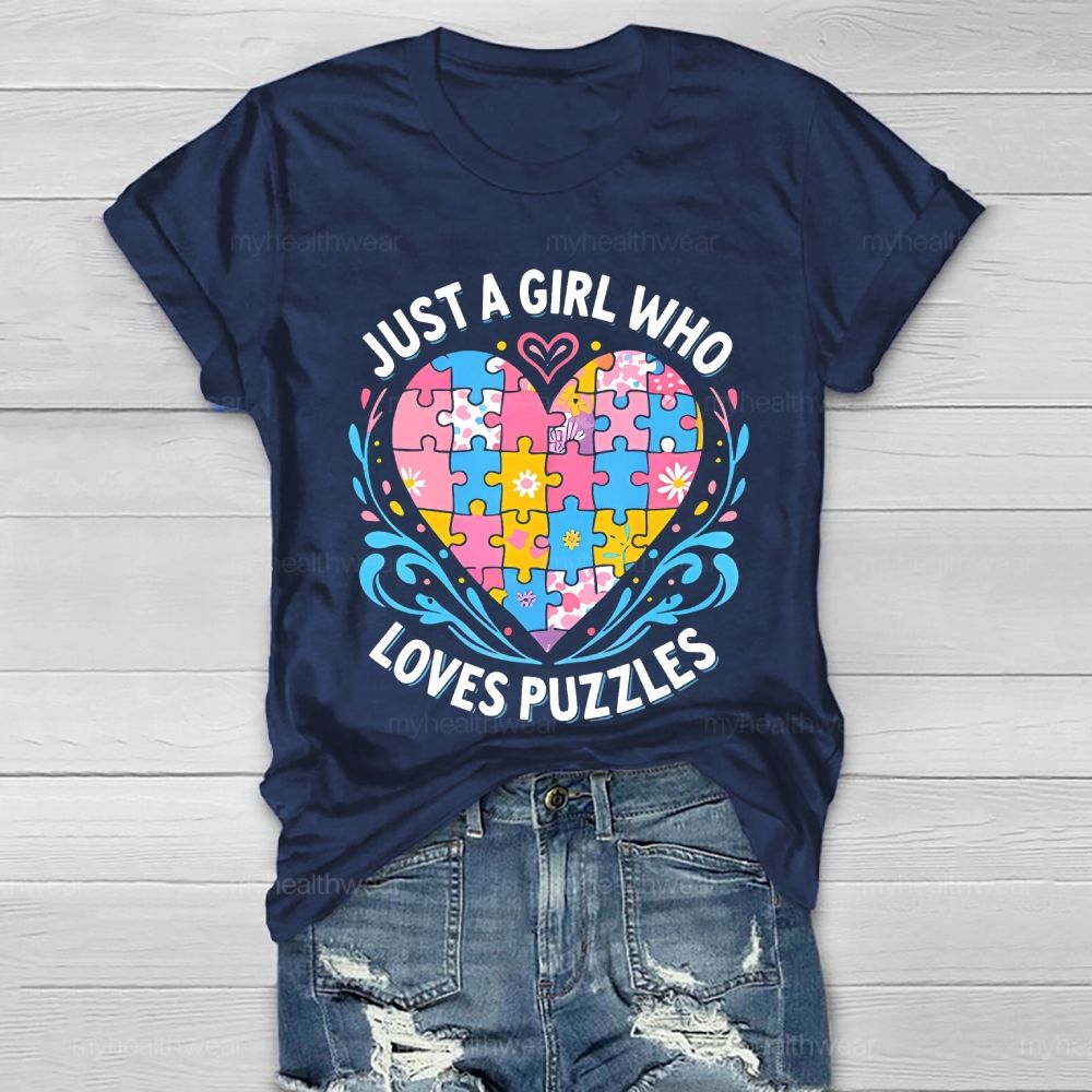 Just A Girl Who Loves Puzzles Healthwear T-shirt