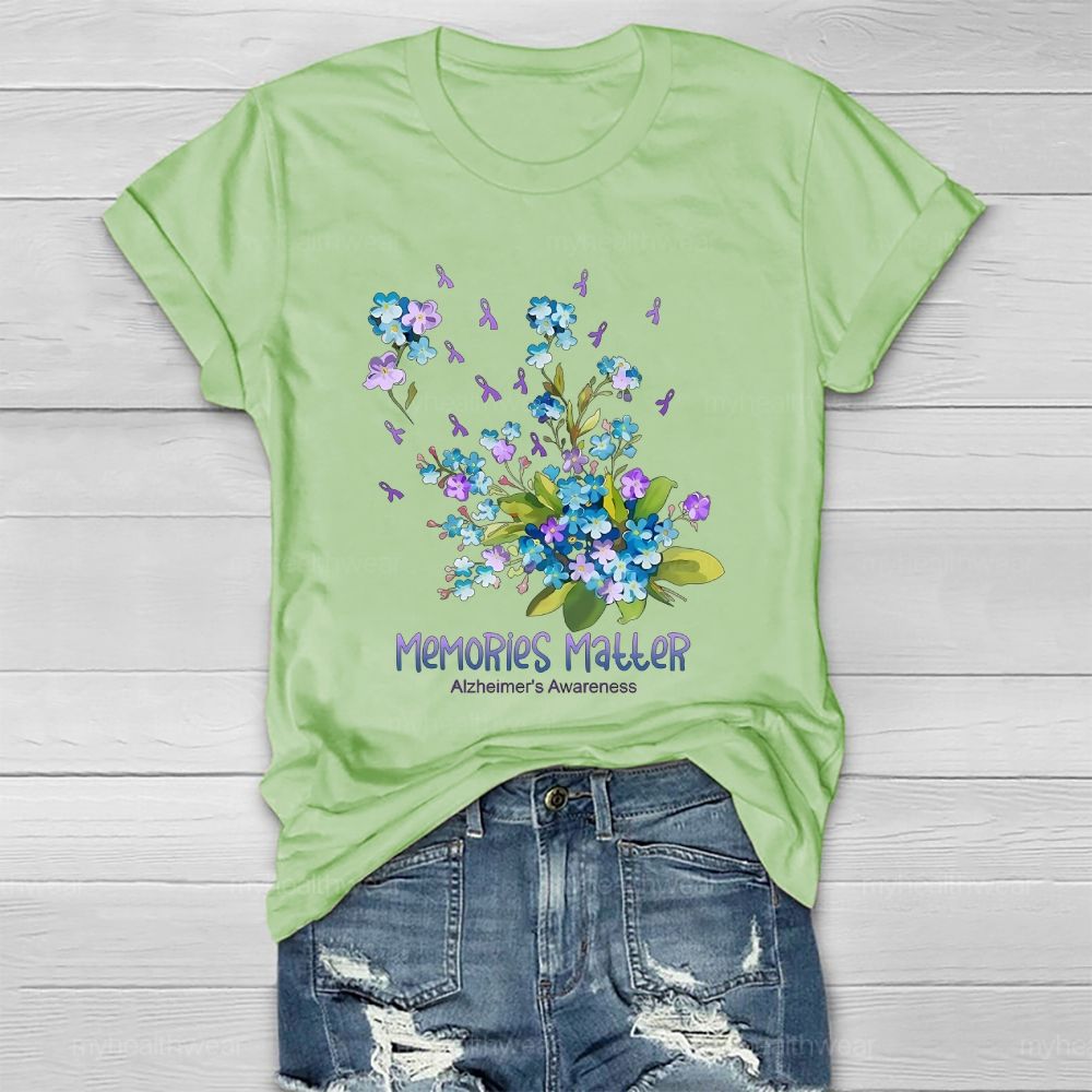 Memories Matter Alzheimer's Awareness Flower Healthwear T-shirt