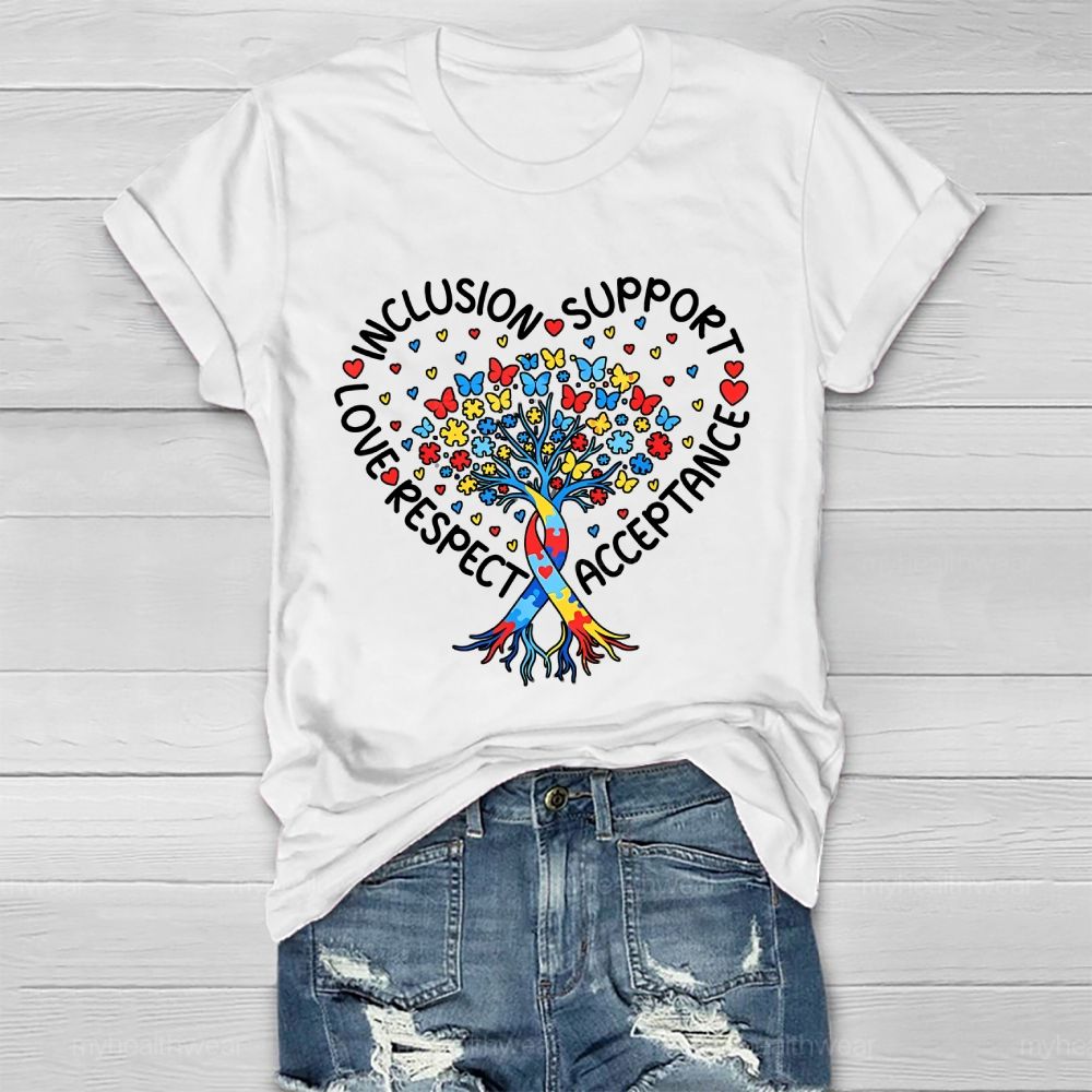 Inclusion Support Love Respect Acceptance Butterfly Puzzle Healthwear T-shirt