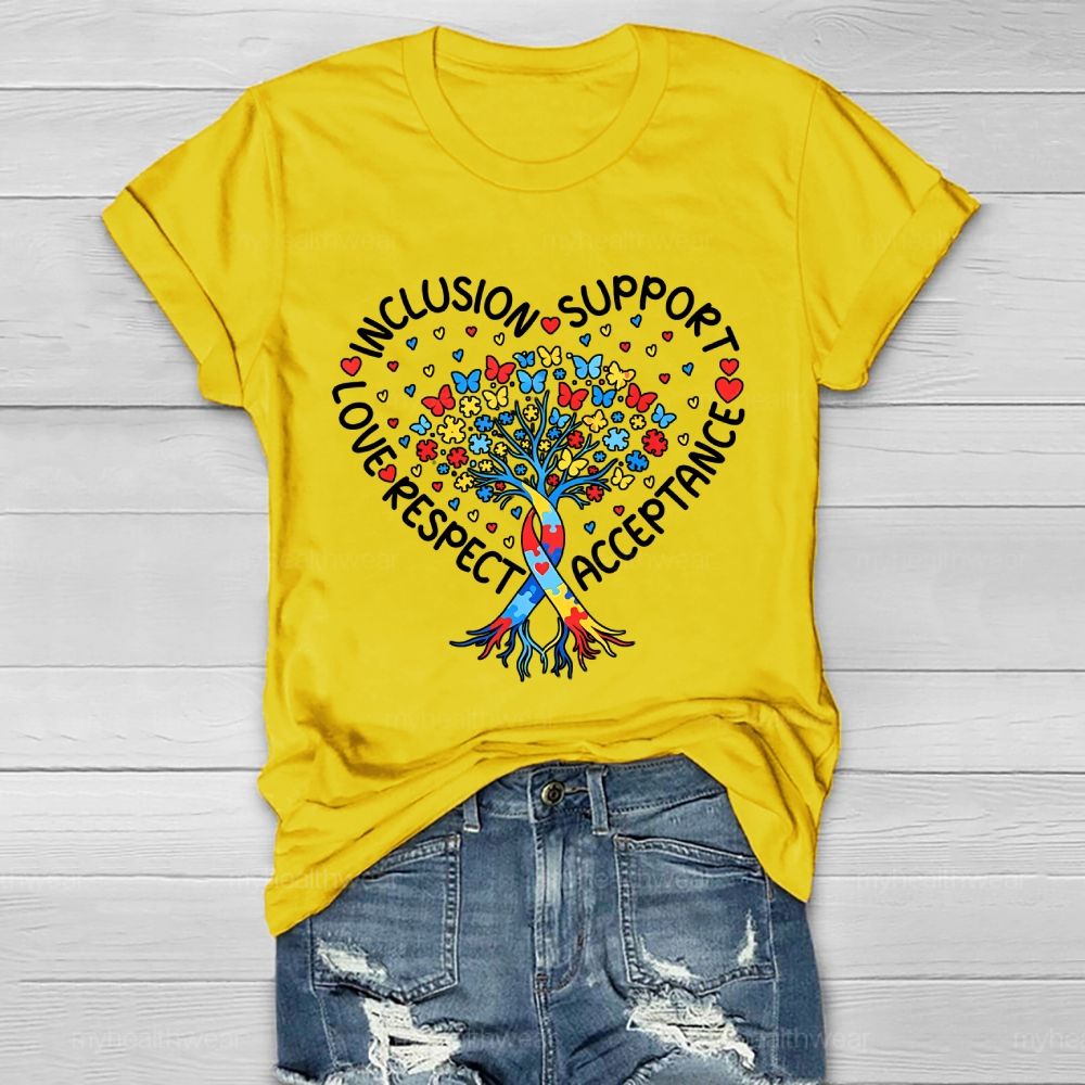 Inclusion Support Love Respect Acceptance Butterfly Puzzle Healthwear T-shirt