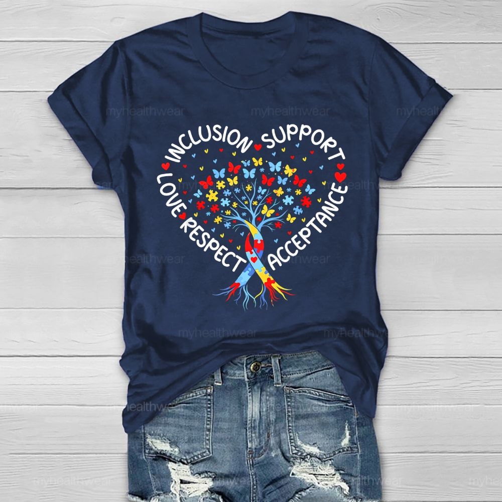 Inclusion Support Love Respect Acceptance Butterfly Puzzle Healthwear T-shirt
