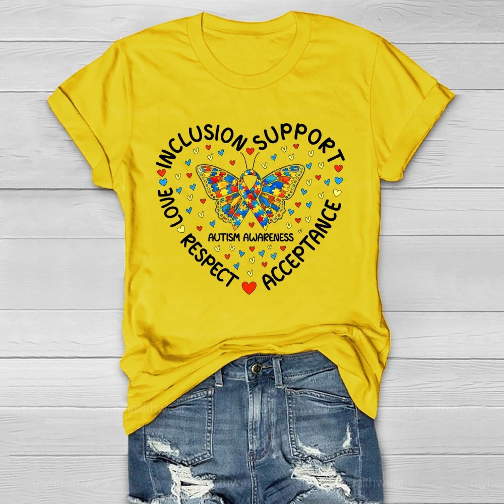 Autism Awareness Of Acceptance Inclusion Support Butterfly Healthwear T-shirt