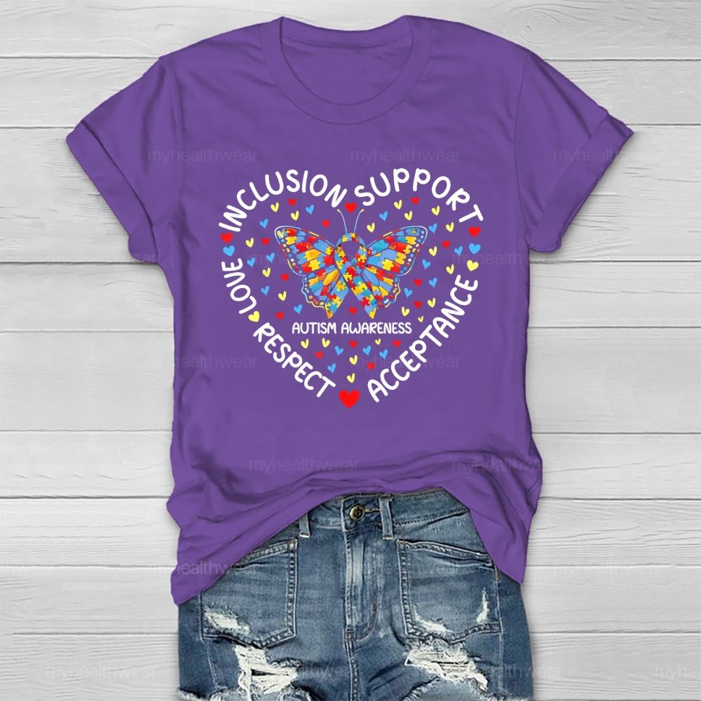 Autism Awareness Of Acceptance Inclusion Support Butterfly Healthwear T-shirt