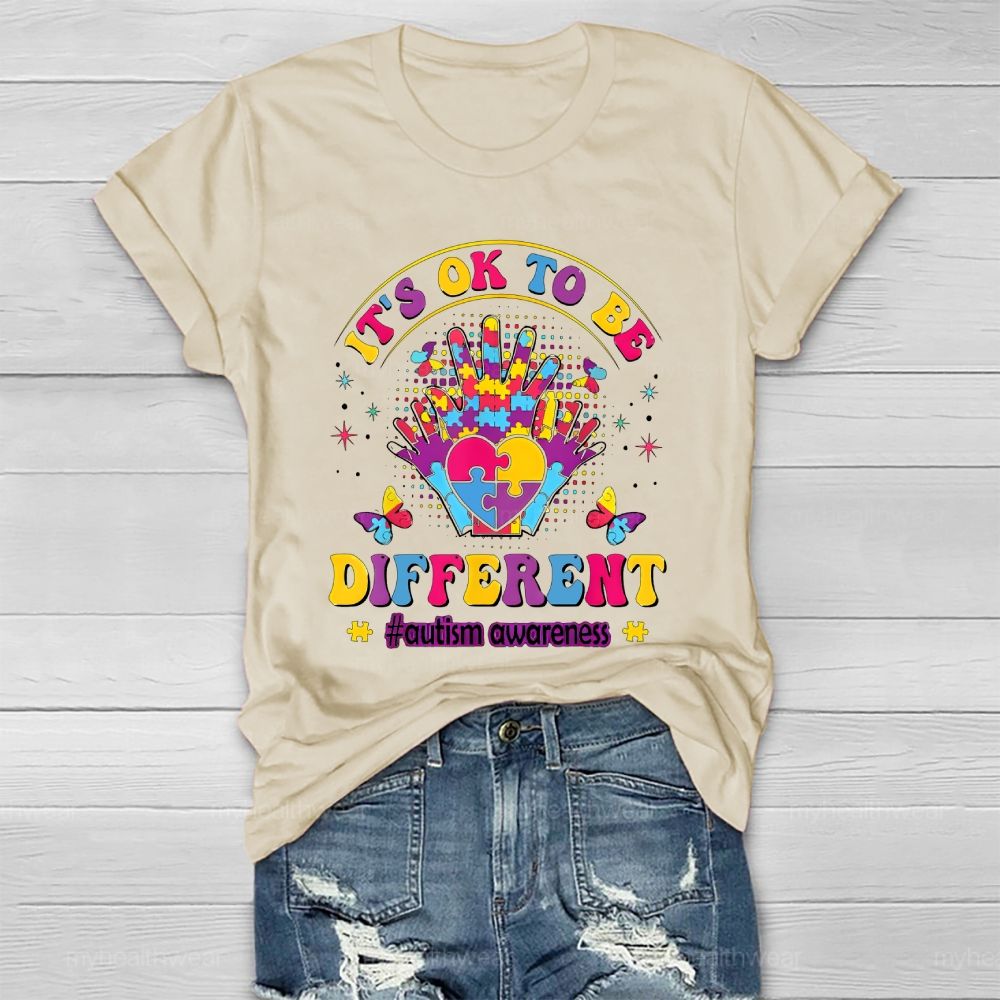 It's Ok To Be Different Autism Awareness Puzzle Palm Healthwear T-shirt